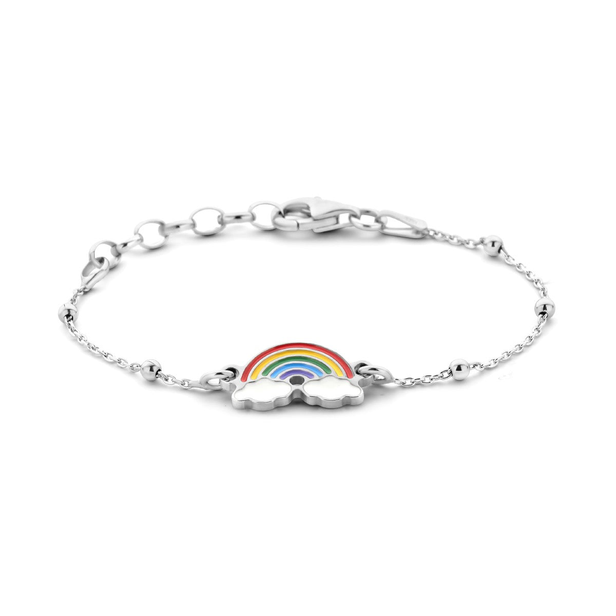 Fantasy Collection Armband regenboog emaille 1,0 mm 11 + 2 cm zilver
