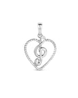 zilver gerhodineerd hanger hart en muzieknoot 1336625 - PansiteNederland.nl