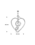 zilver gerhodineerd hanger hart en muzieknoot 1336625 - PansiteNederland.nl