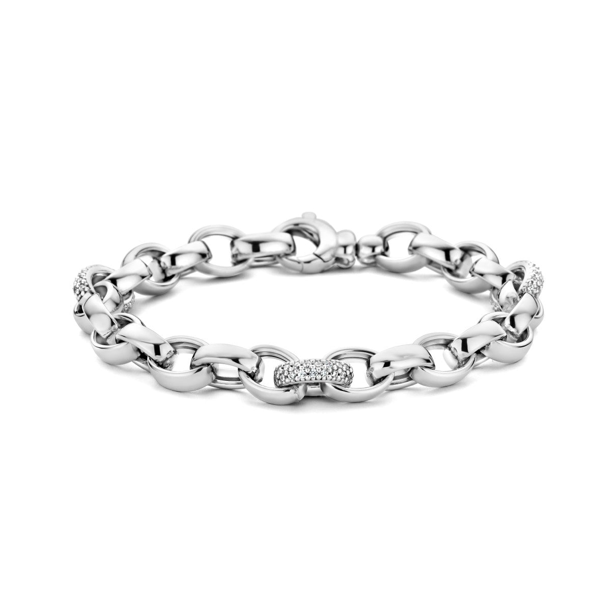 Fantasy Collection Armband jasseron ovaal 7,5 mm zirkonia 19 cm zilver