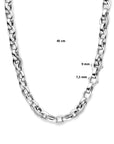 zilver gerhodineerd collier jasseron ovaal zirkonia 7,5 mm 45 cm 1336689 - PansiteNederland.nl