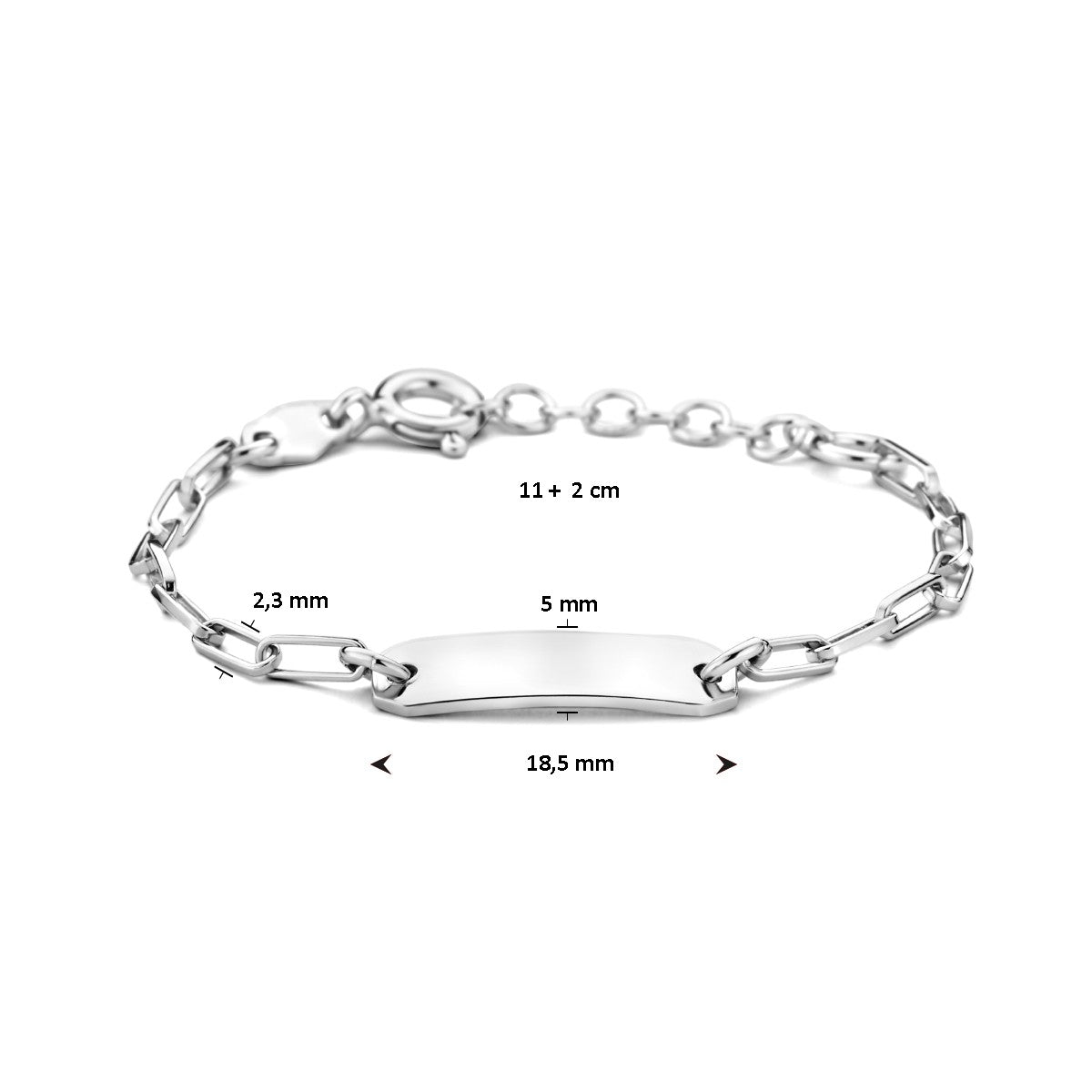 Fantasy Collection Graveerarmband 11 + 2 cm plaat 5,0 mm zilver