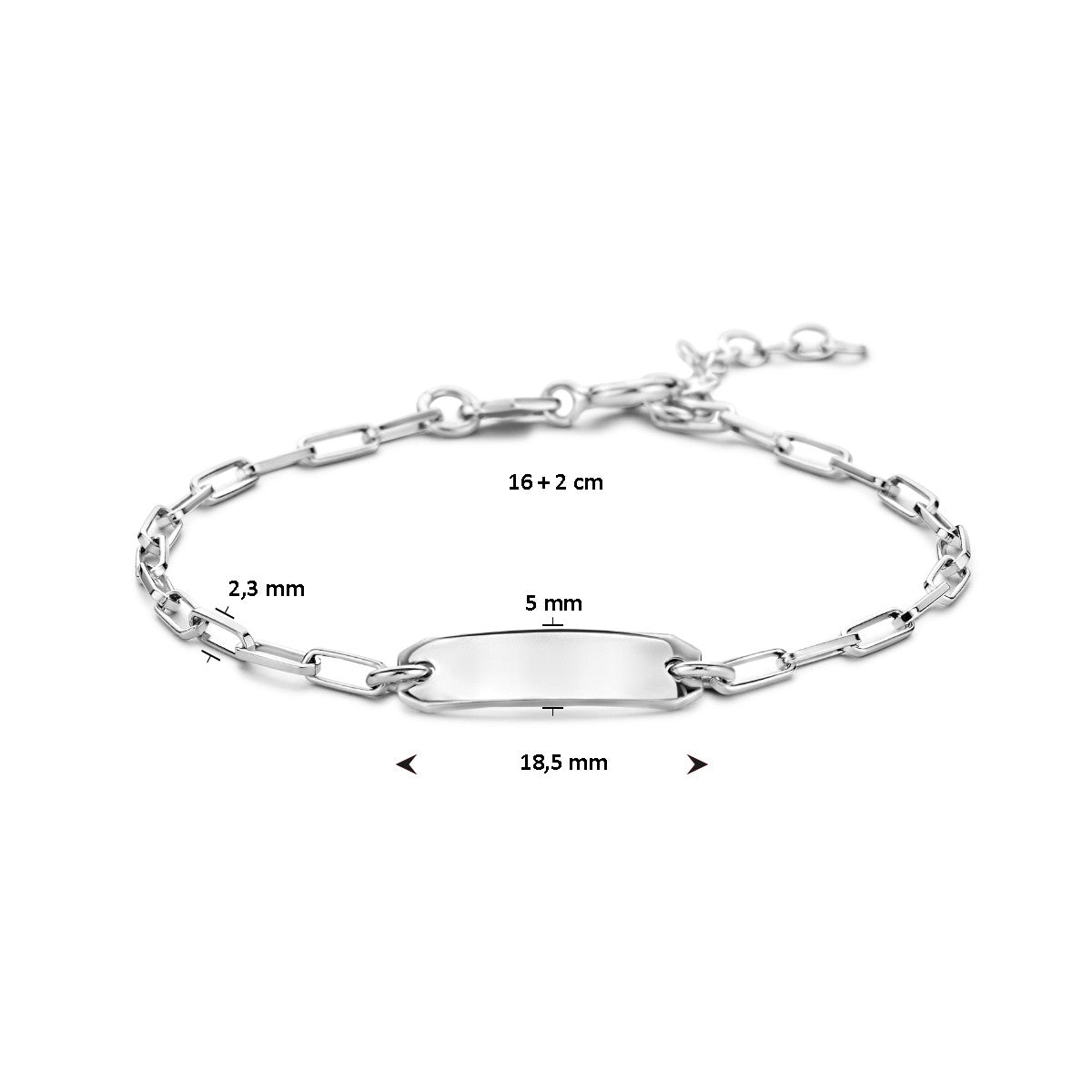 Fantasy Collection Graveerarmband 16 + 2 cm plaat 5,0 mm zilver