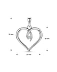 zilver gerhodineerd hanger hart zirkonia 1336705 - PansiteNederland.nl
