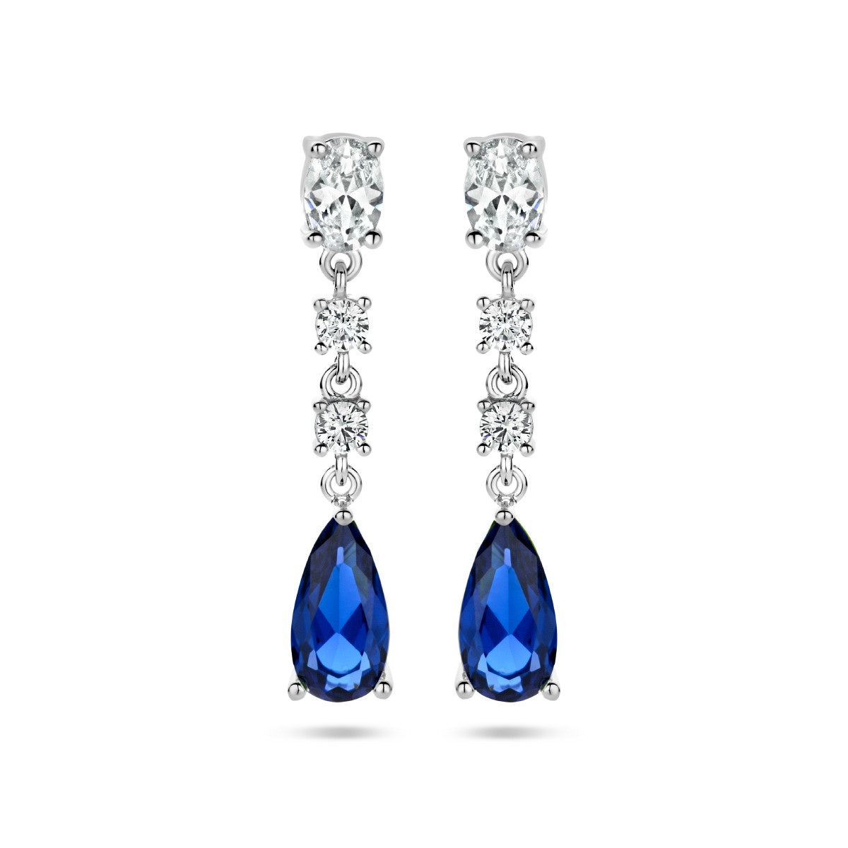 Fantasy Collection Hangende oorbellen saffierkleurig zirkonia zilver