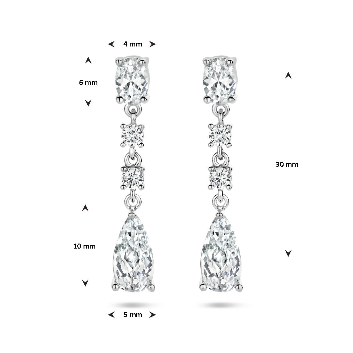 Fantasy Collection Hangende oorbellen zirkonia zilver