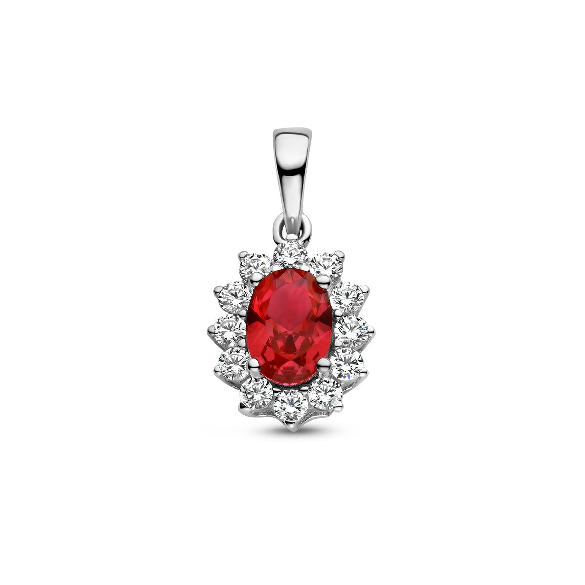 Fantasy Collection Hanger corundumkleurig en wit zirkonia halo zilver