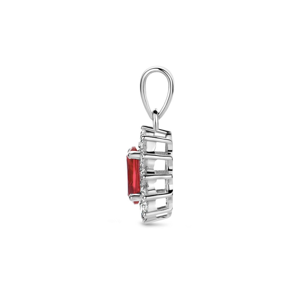 Fantasy Collection Hanger corundumkleurig en wit zirkonia halo zilver