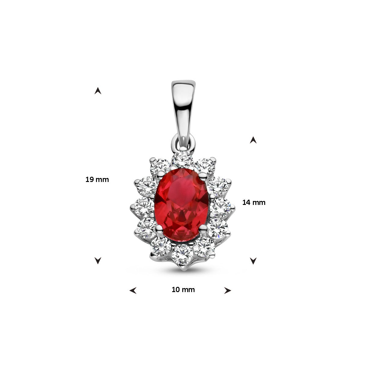 Fantasy Collection Hanger corundumkleurig en wit zirkonia halo zilver