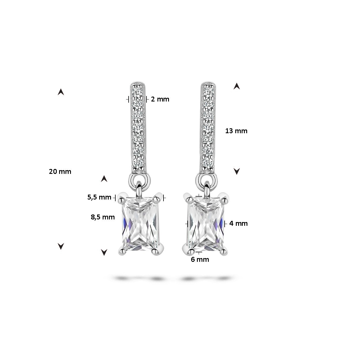 Fantasy Collection Hangende oorbellen zirkonia zilver