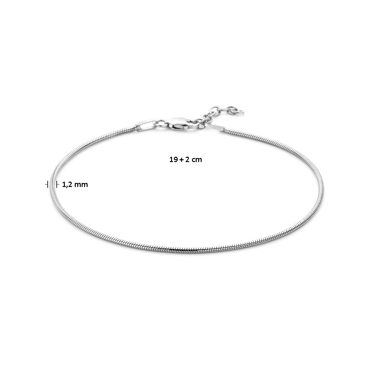 Fantasy Collection Slang rond 1,2 mm zilver armband