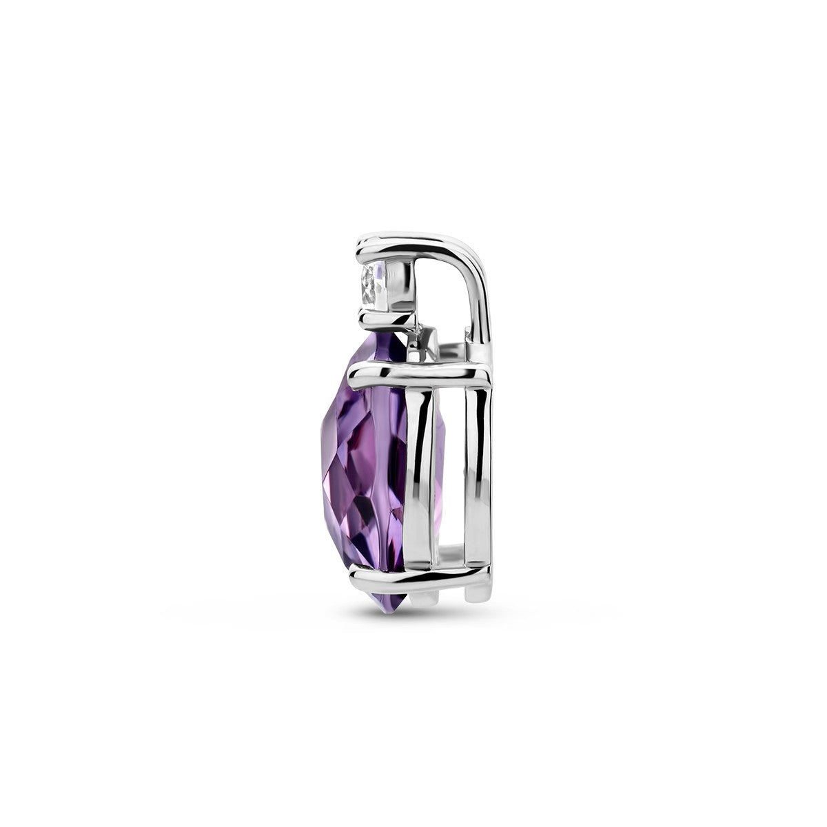 Fantasy Collection Hanger amethist en zirkonia 13 mm zilver