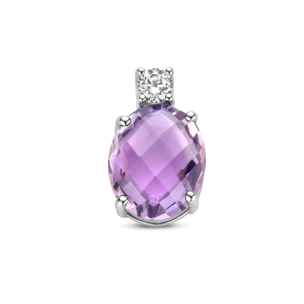 Fantasy Collection Hanger amethist en zirkonia 13 mm zilver