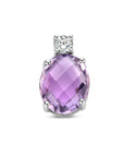 zilver gerhodineerd hanger amethist en zirkonia 13 mm 1336957 - PansiteNederland.nl