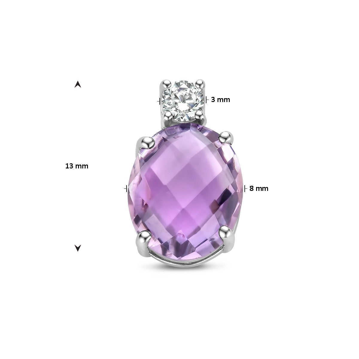 Fantasy Collection Hanger amethist en zirkonia 13 mm zilver
