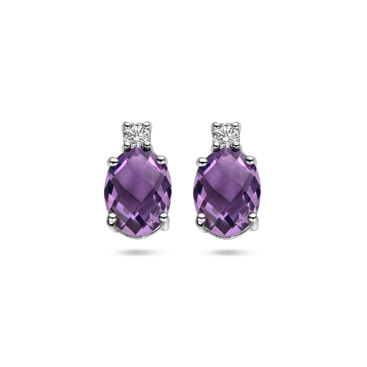 Fantasy Collection Oorbellen amethist en zirkonia 10,5 mm zilver