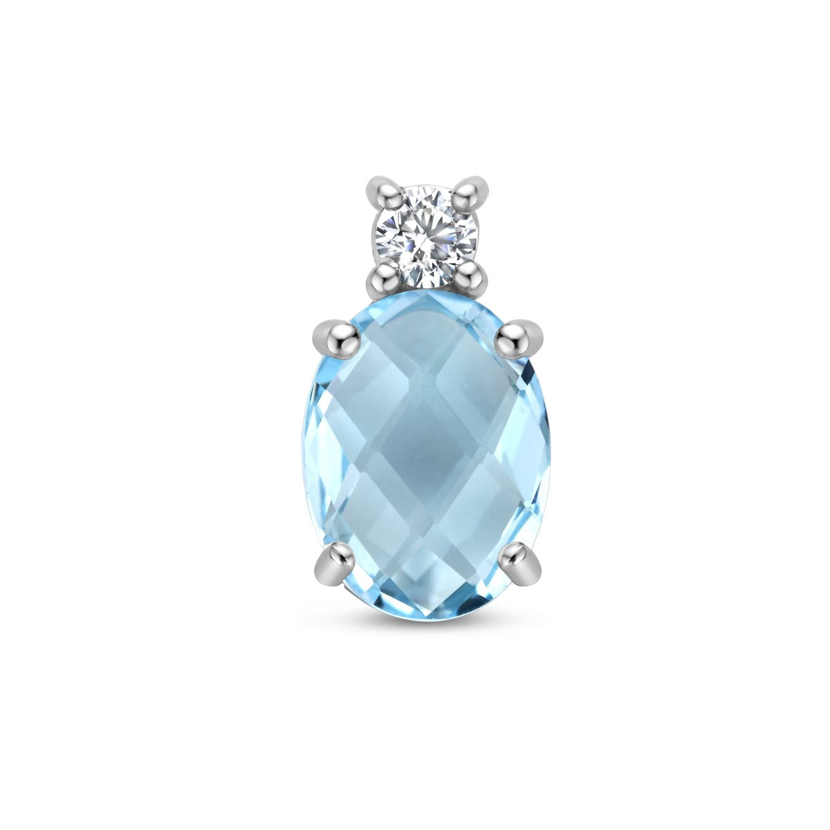 Fantasy Collection Hanger blauw topaas en zirkonia 13 mm zilver