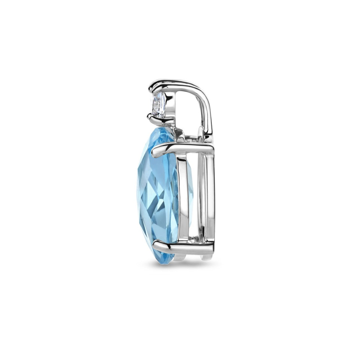 Fantasy Collection Hanger blauw topaas en zirkonia 13 mm zilver