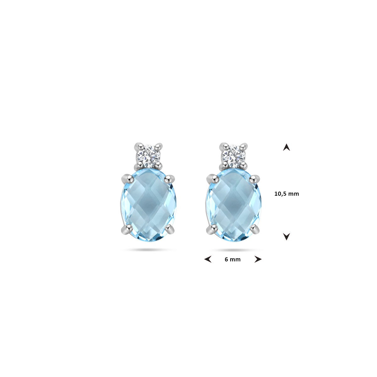 Fantasy Collection Oorbellen blauw topaas en zirkonia 10,5 mm zilver