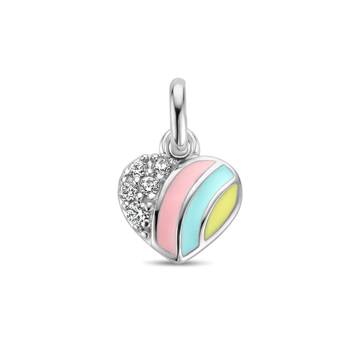 Fantasy Collection Hanger hart en zirkonia emaille zilver