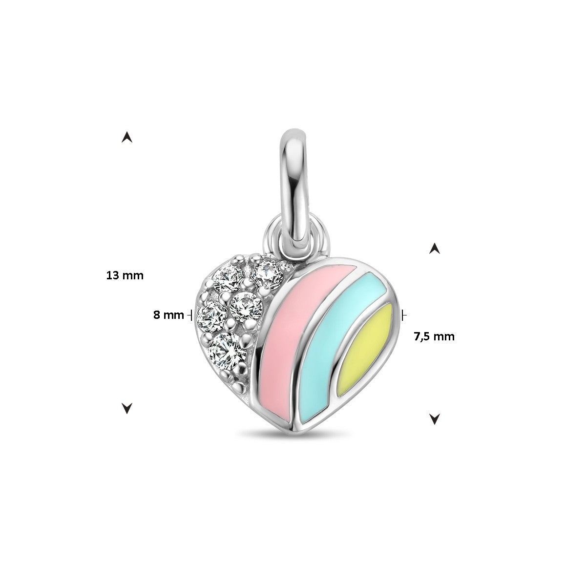 Fantasy Collection Hanger hart en zirkonia emaille zilver