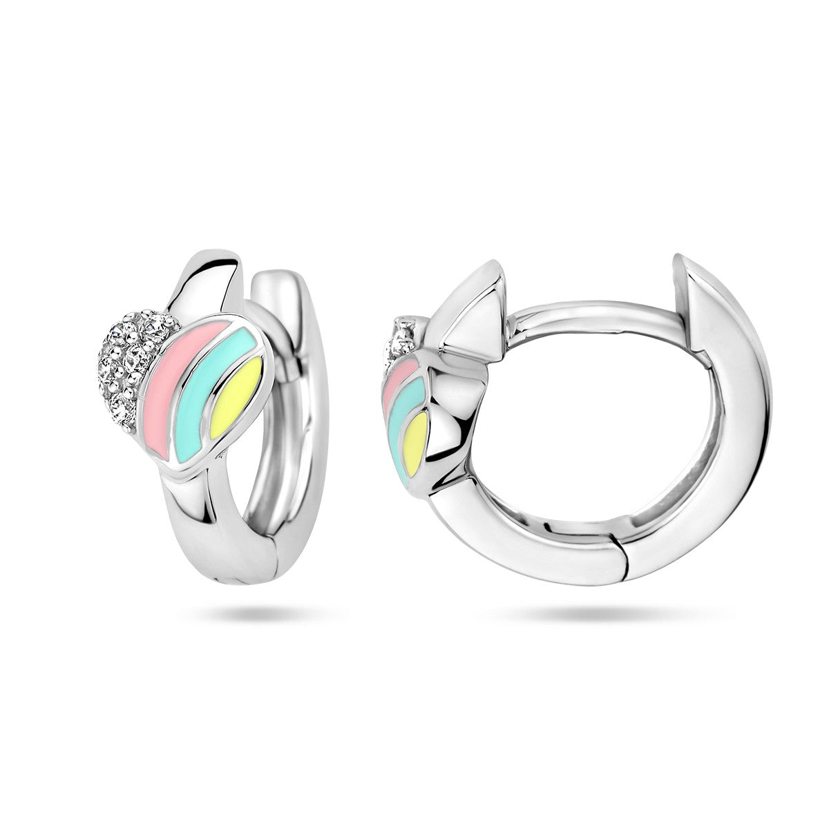 Fantasy Collection Oorbellen hart en zirkonia emaille zilver