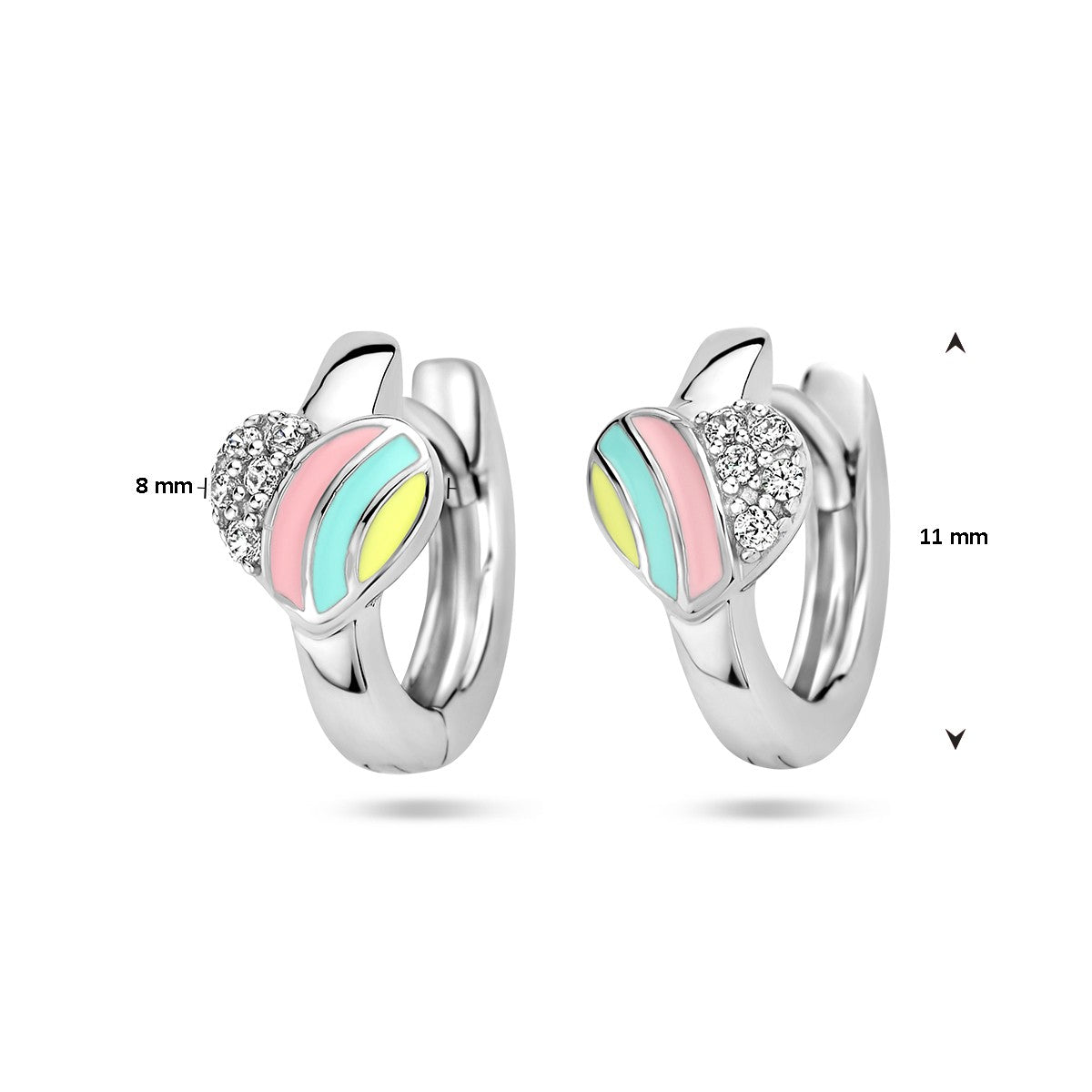 Fantasy Collection Oorbellen hart en zirkonia emaille zilver
