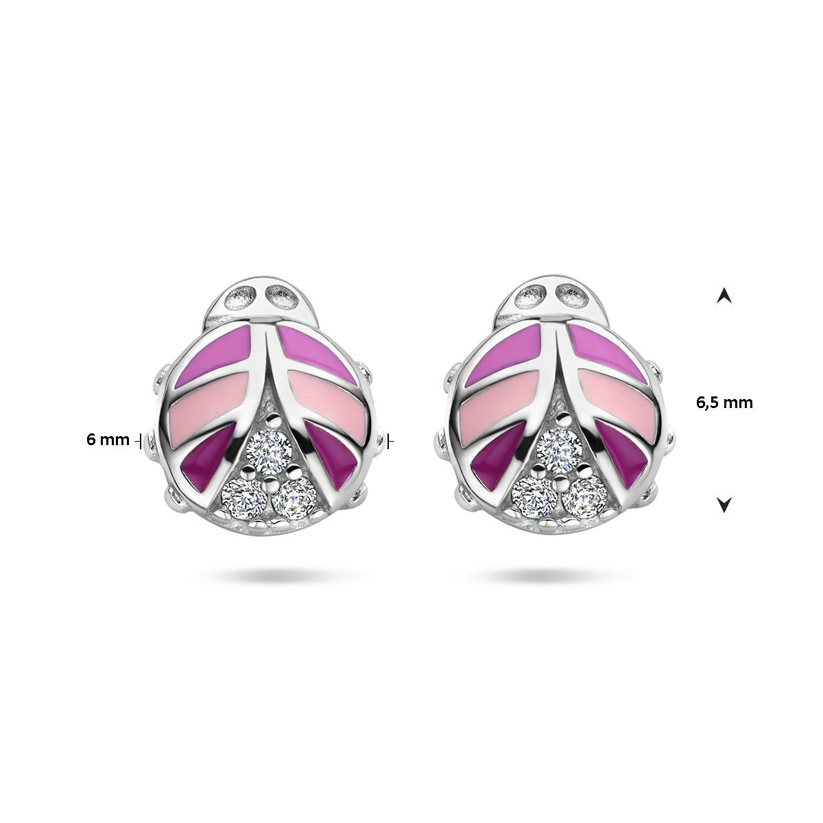 Fantasy Collection Oorbellen lieveheersbeestje zirkonia emaille zilver - PSN1336976