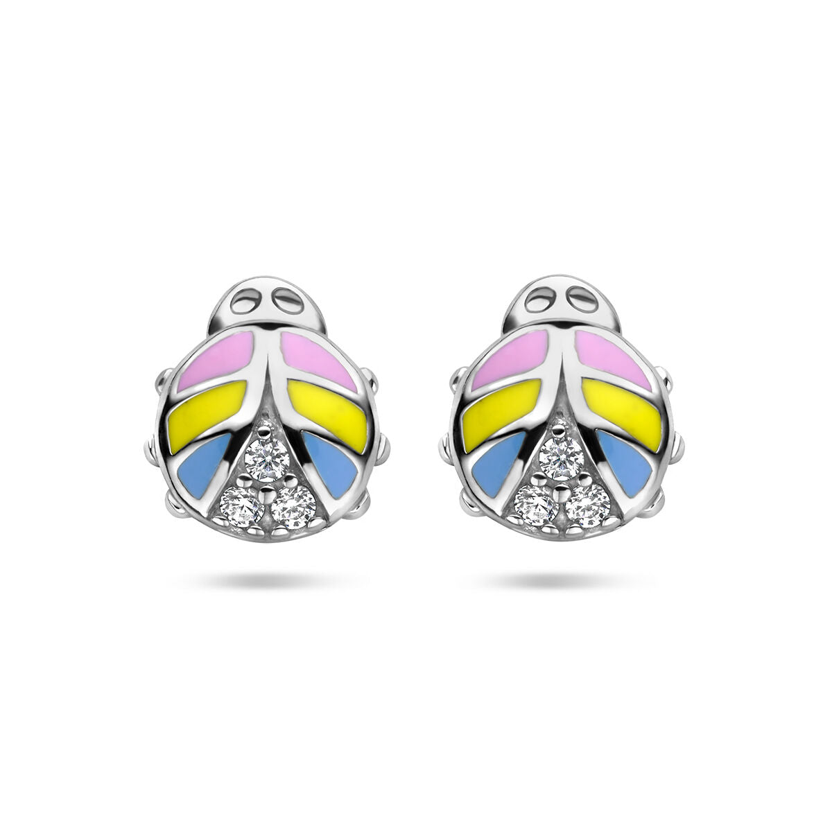 Fantasy Collection Oorbellen lieveheersbeestje zirkonia emaille zilver
