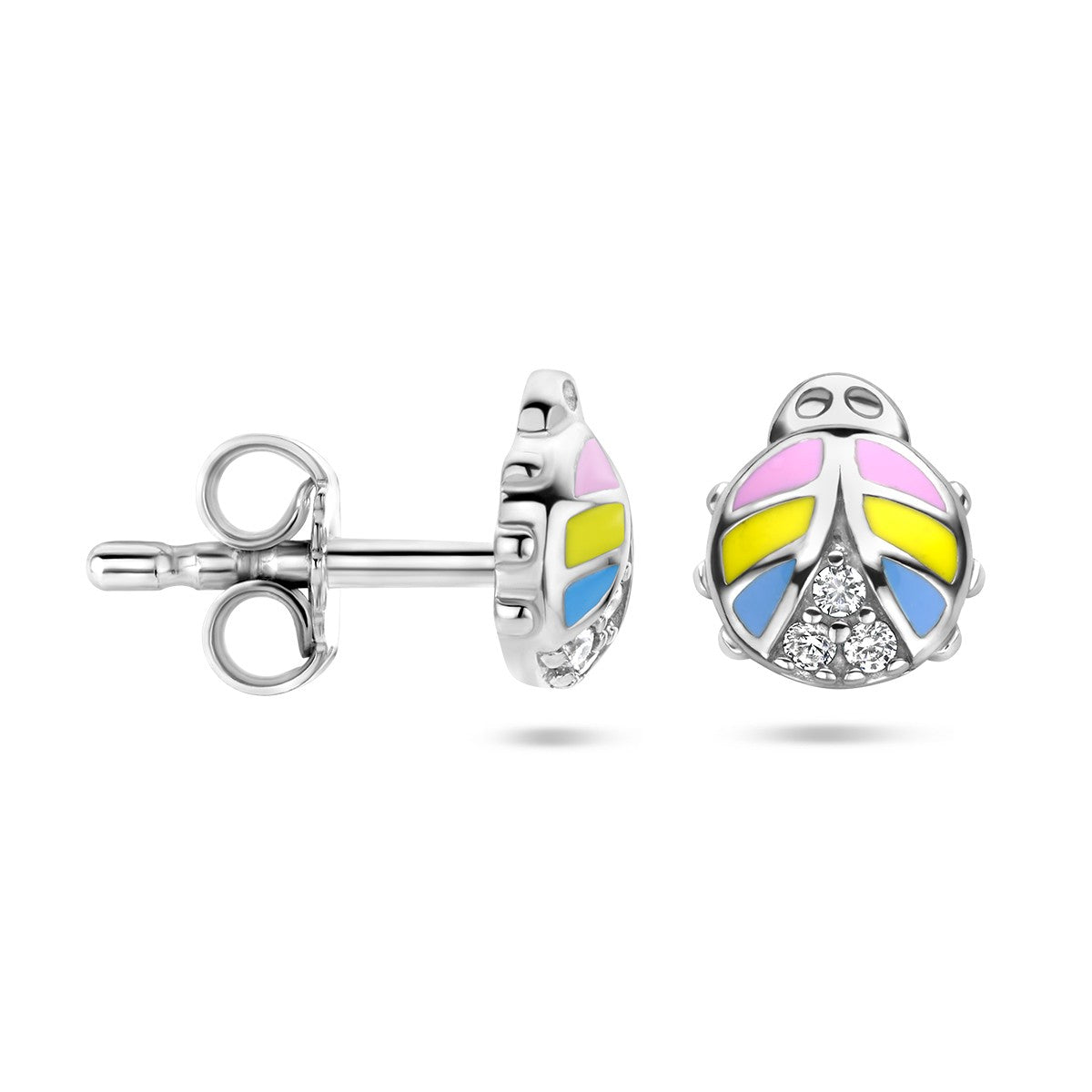 Fantasy Collection Oorbellen lieveheersbeestje zirkonia emaille zilver