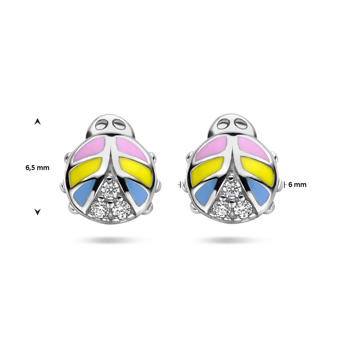 Fantasy Collection Oorbellen lieveheersbeestje zirkonia emaille zilver
