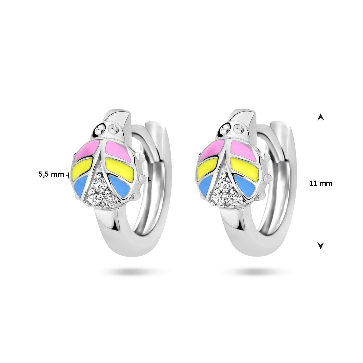 Fantasy Collection Oorbellen lieveheersbeestje zirkonia emaille zilver