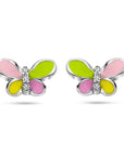 Zilveren oorknoppen vlinder zirkonia - PSN1336982