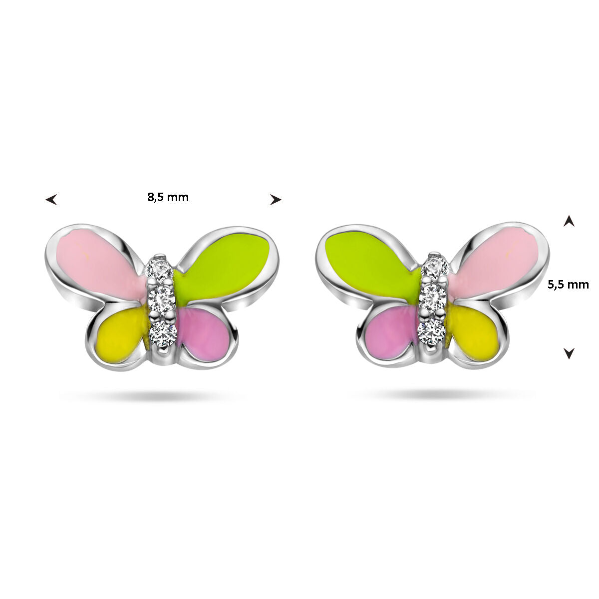 Zilveren oorknoppen vlinder zirkonia - PSN1336982