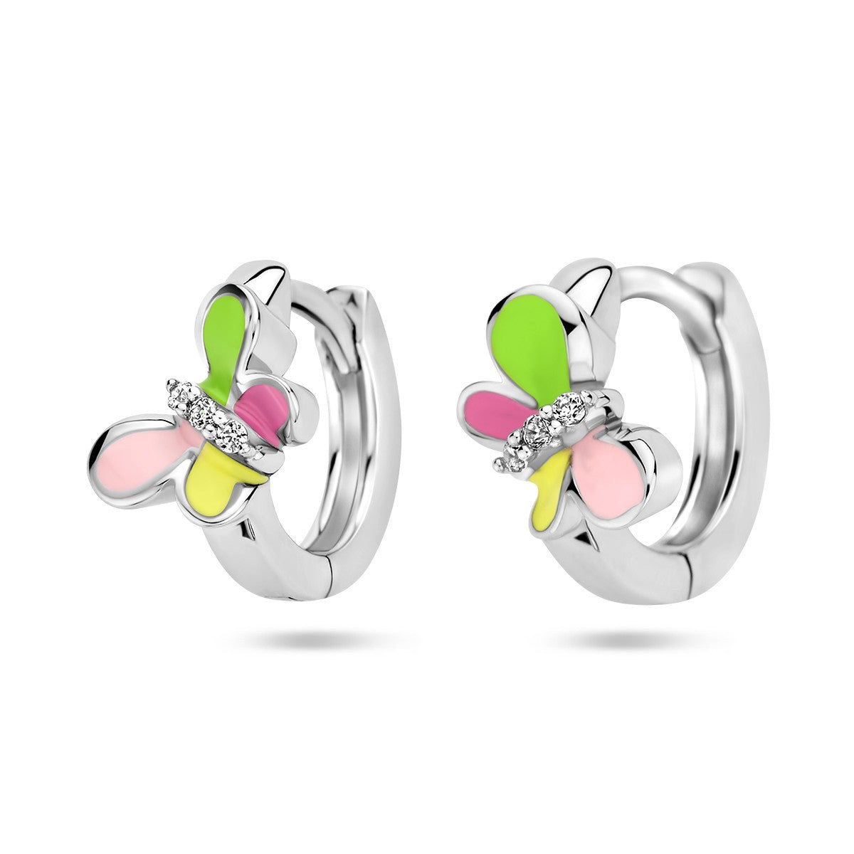 Fantasy Collection Oorbellen vlinder zirkonia emaille zilver