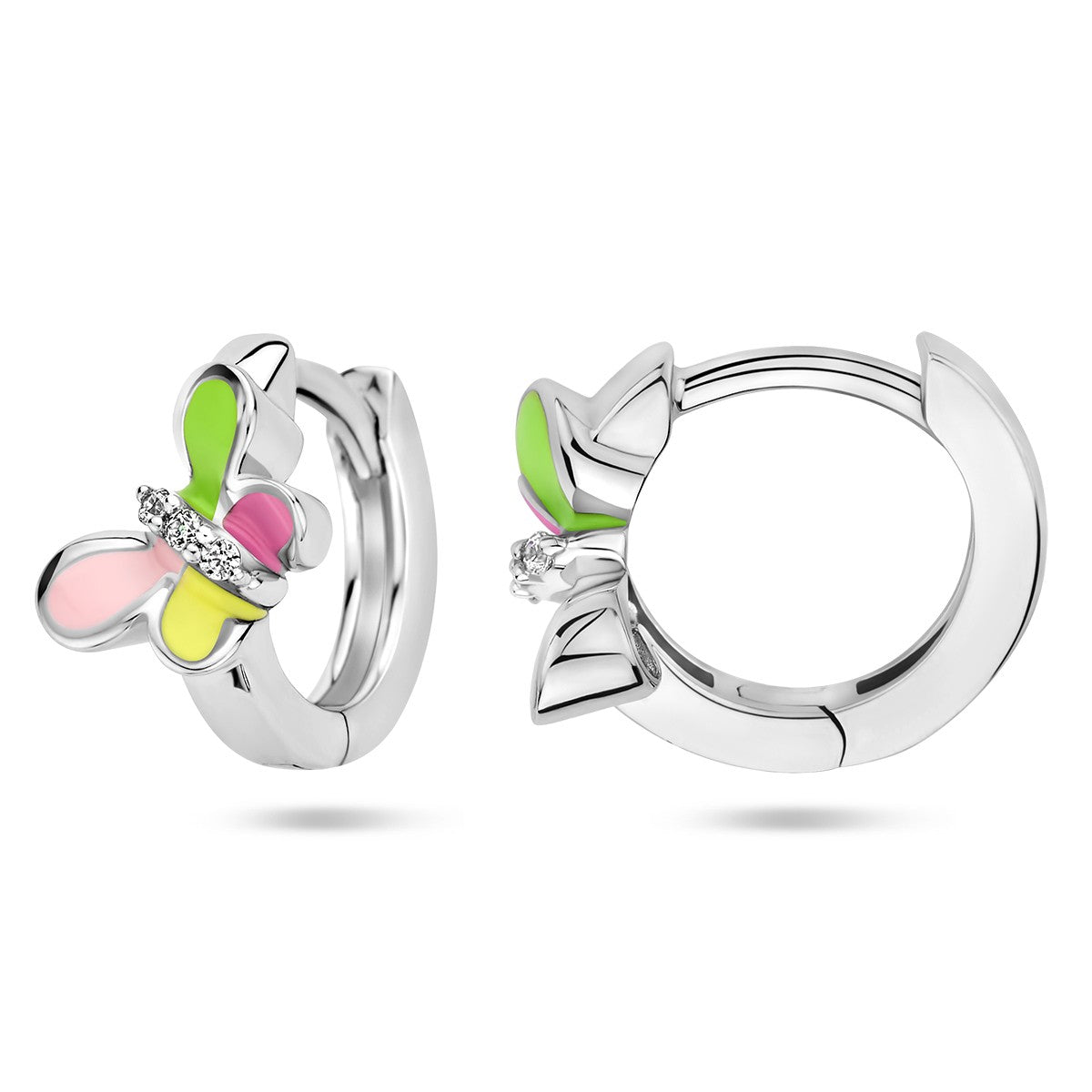 Fantasy Collection Oorbellen vlinder zirkonia emaille zilver