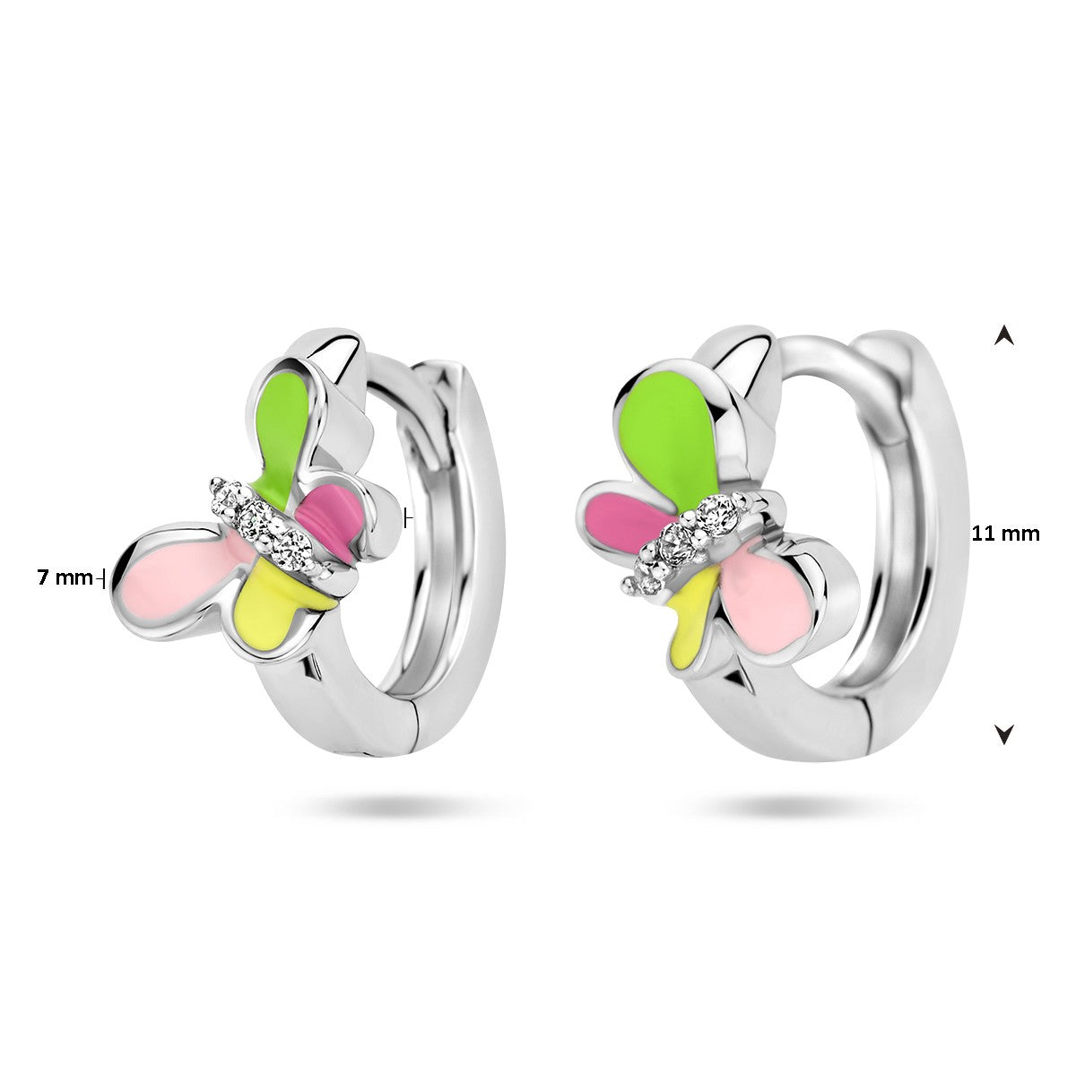 Fantasy Collection Oorbellen vlinder zirkonia emaille zilver