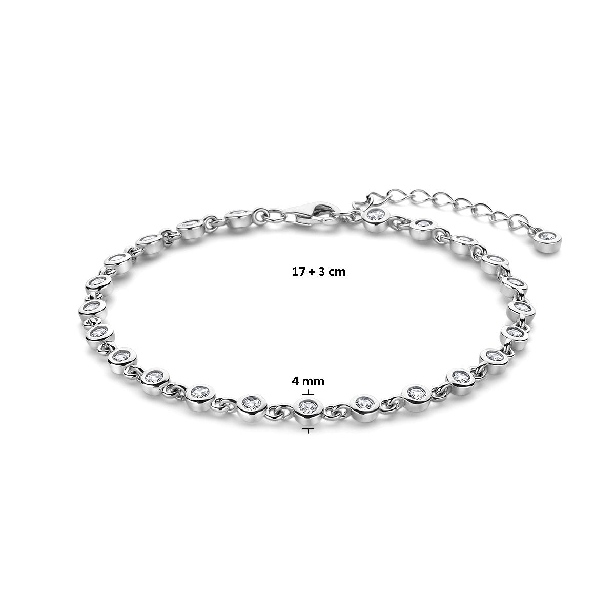 Fantasy Collection Armband zirkonia 17 + 3 cm zilver