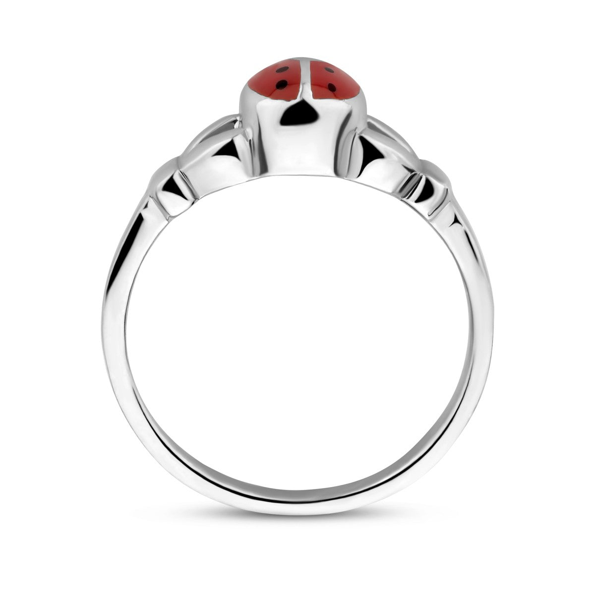 Ring lieveheersbeestje emaille zilver gerhodineerd