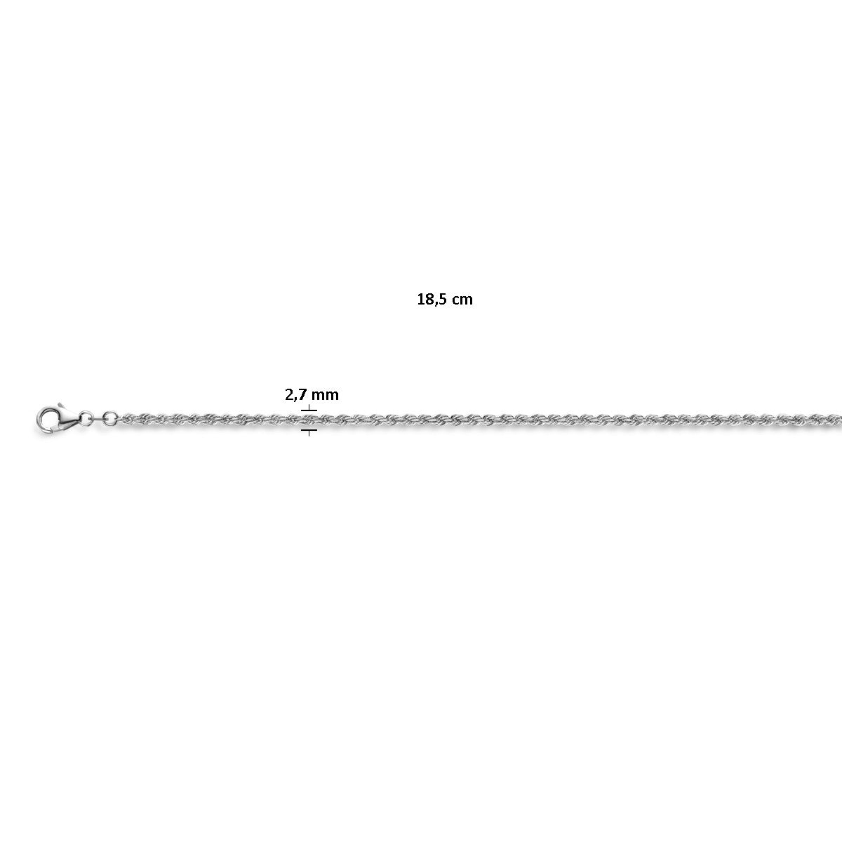 Fantasy Collection Armband koord massief 2,7 mm zilver