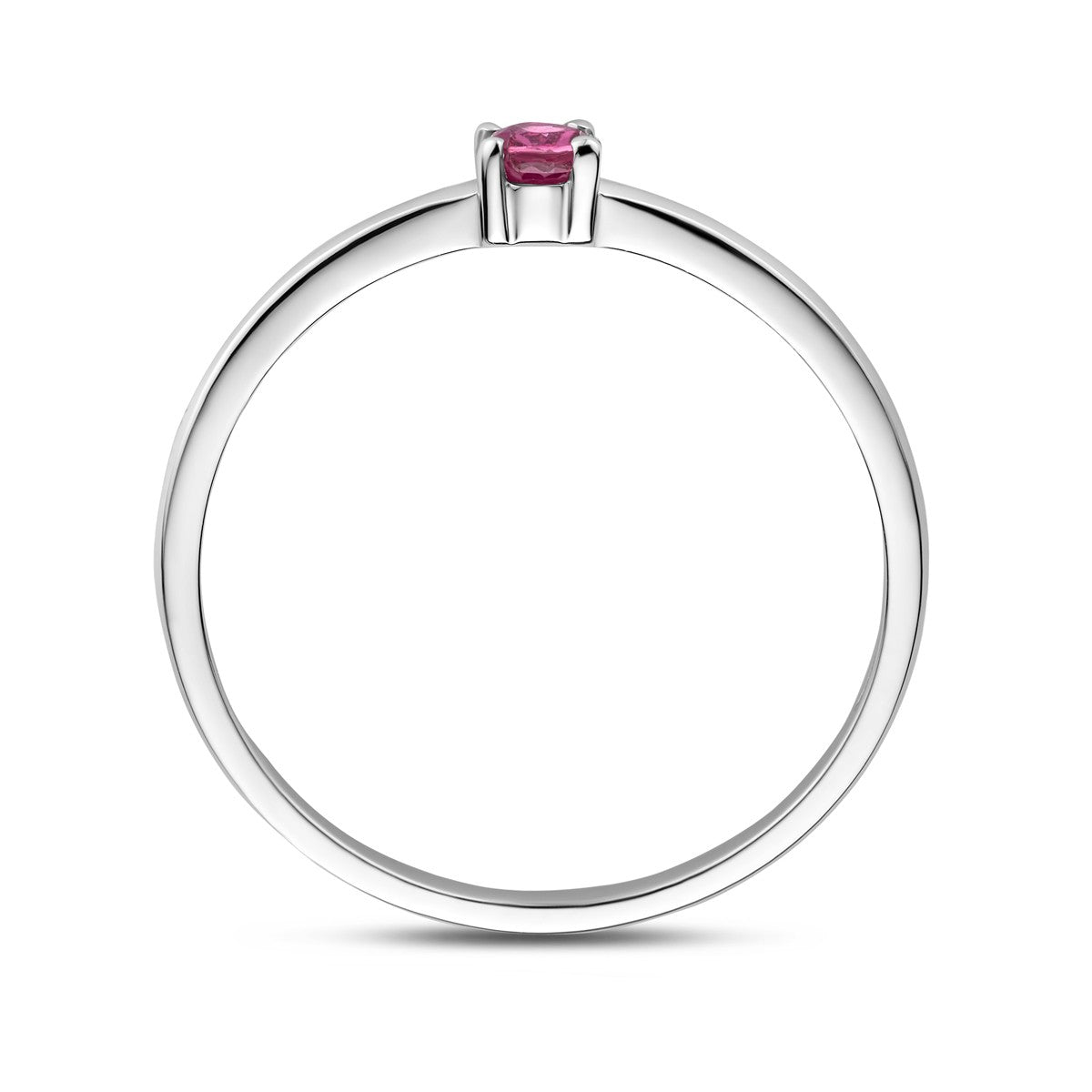 Ring met geboortesteen roze toermalijn oktober zilver