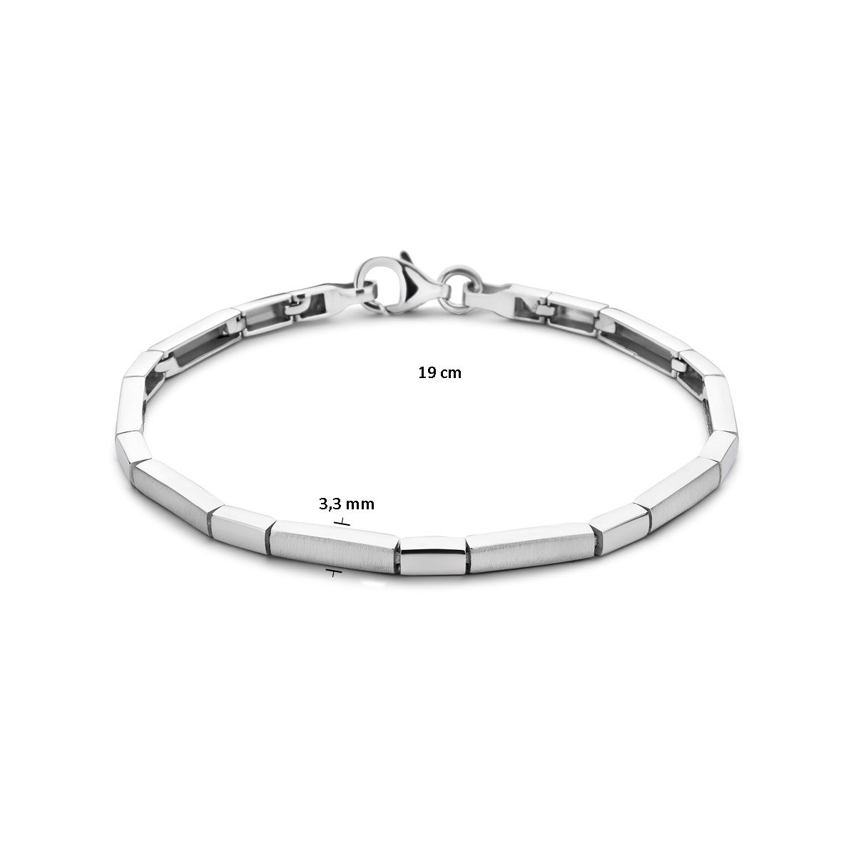 Armband choker 3,3 mm 19 cm poli/mat zilver