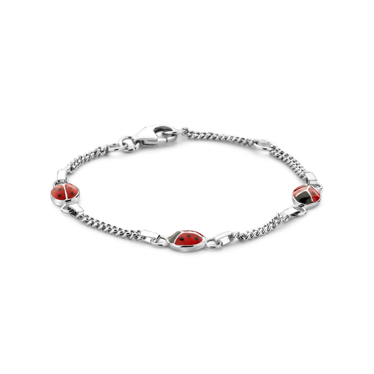 Fantasy Collection Armband lieveheersbeestje emaille 11 - 13 cm zilver