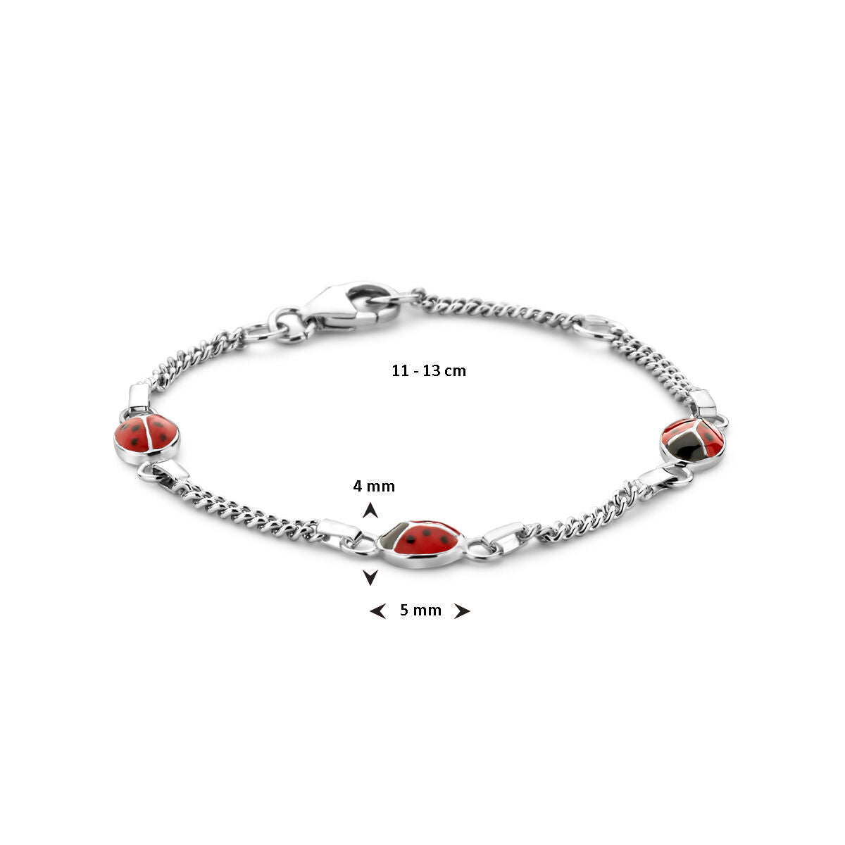 Fantasy Collection Armband lieveheersbeestje emaille 11 - 13 cm zilver
