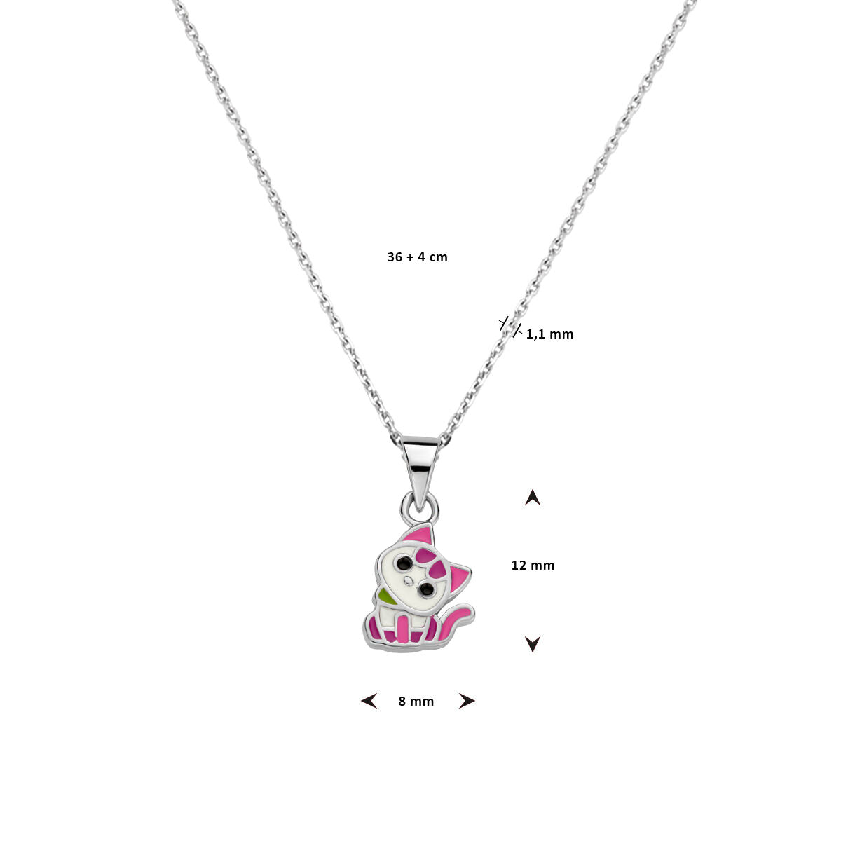 Fantasy Collection Collier emaille poes 36 + 4 cm zilver