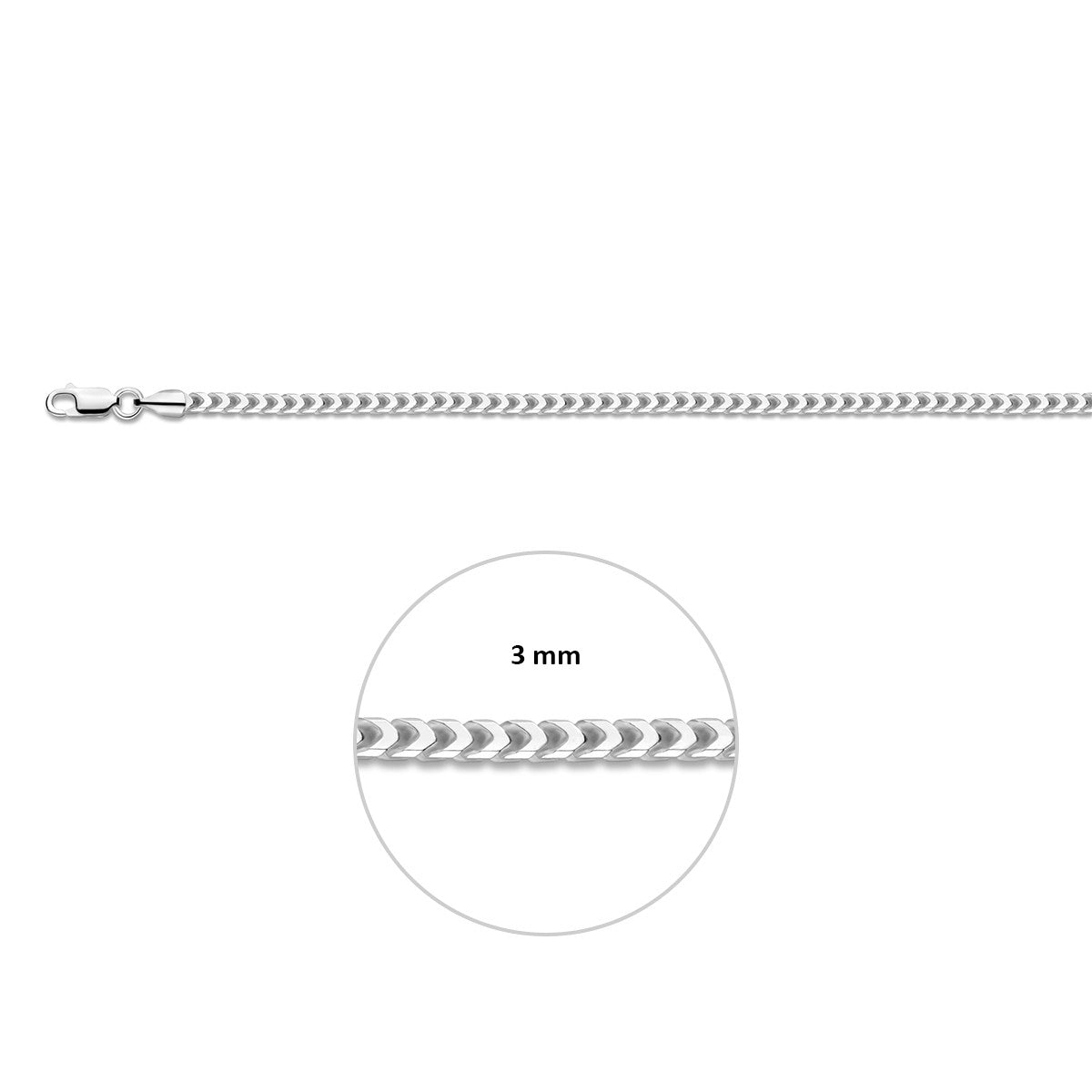 Armband gourmette 3,0 mm gerhodineerd zilver – 1337477