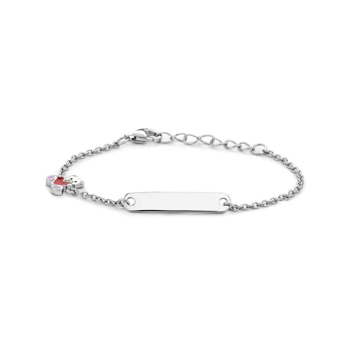 Fantasy Collection Graveerarmband beer en hart plaat 4,5 mm 11 + 2 cm zilver