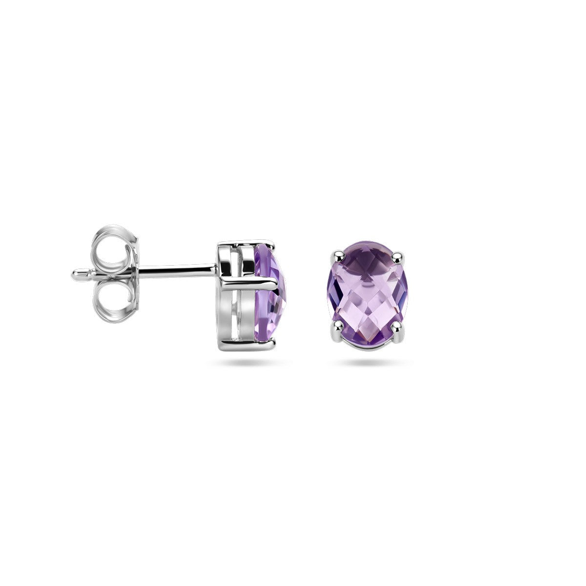 Oorbellen amethist zilver