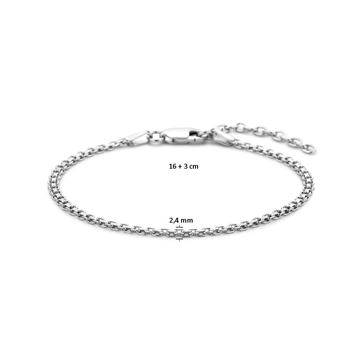 Fantasy Collection Armband bismarck 2,4 mm 16 + 3 cm zilver
