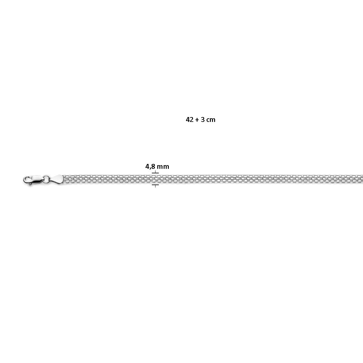 Dubbel gourmette 4,8 mm zilver gerhodineerd